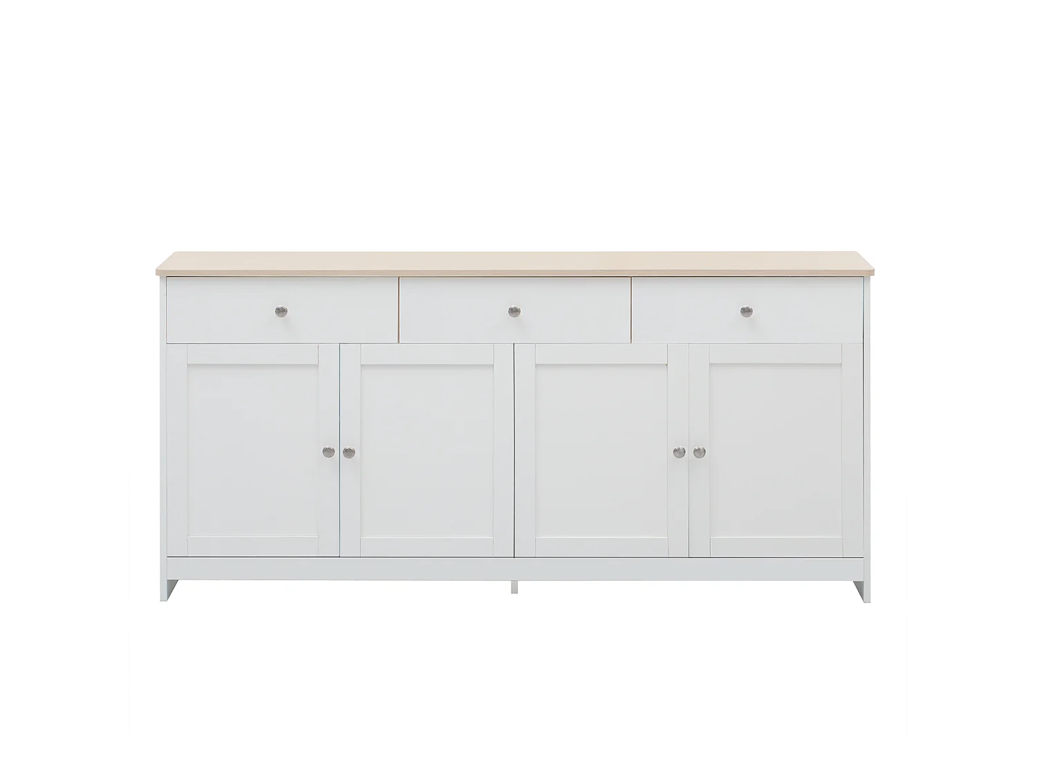 Wit dressoir met 3 lades en 4 deuren, 160 cm - Moderne stijl met verstelbare planken - Ideaal voor eetkamer, keuken of woonkamer