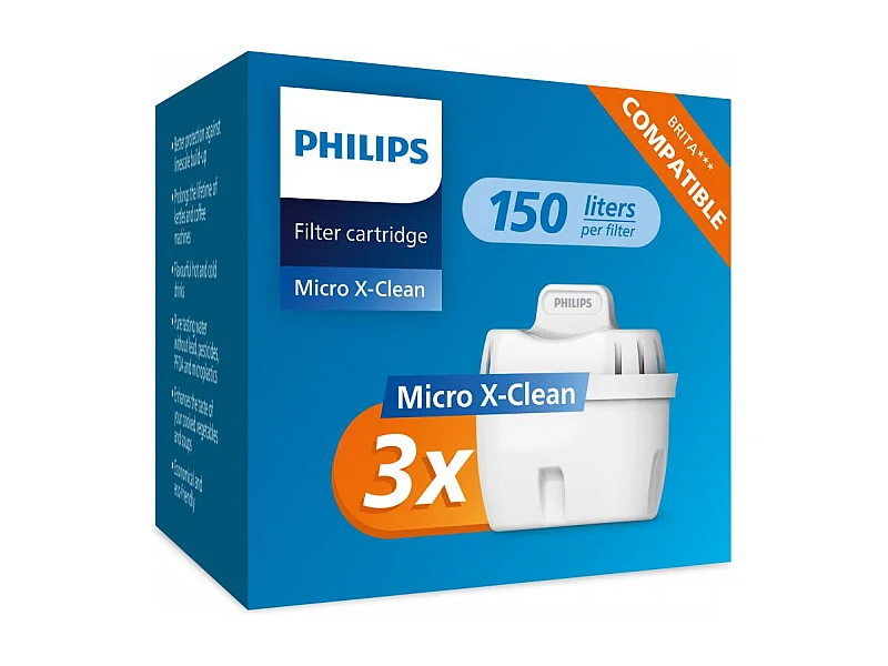 Pack de 3 filtres pour carafes filtrantes en Microfiltration, compatible Brita Philips PHAWP211/24