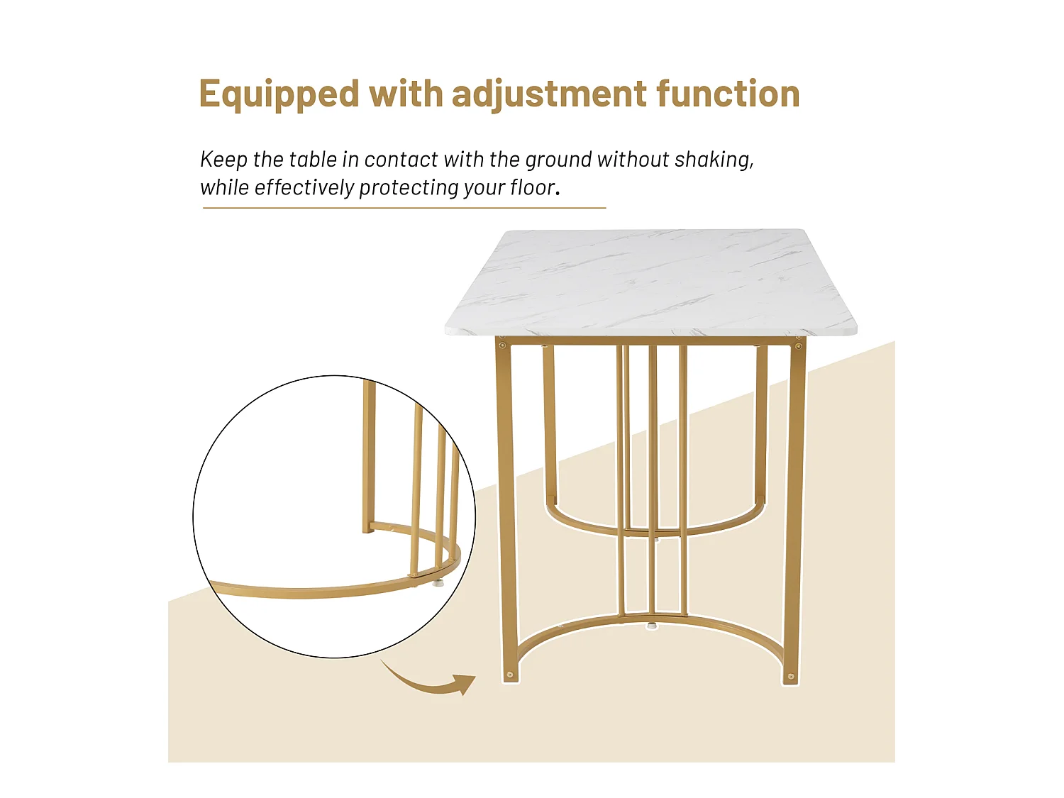 Rechteckiger Esstisch – 140x80 cm, Metallgestell, Elegant