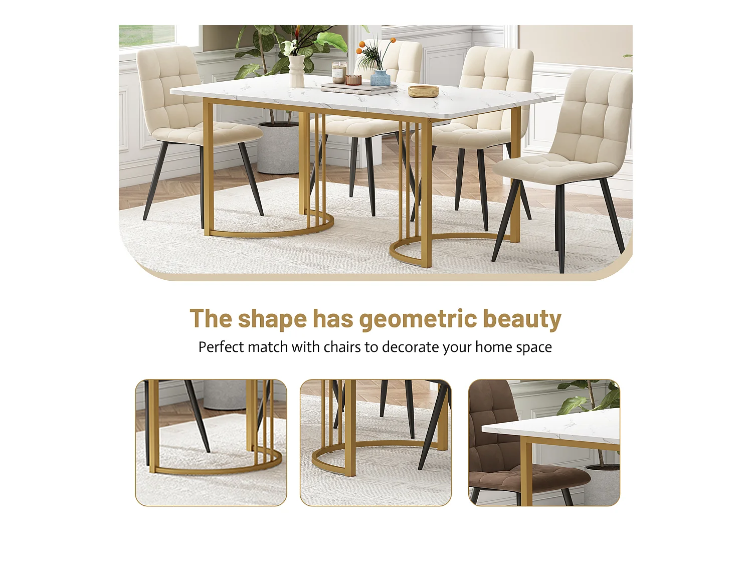 Rechteckiger Esstisch – 140x80 cm, Metallgestell, Elegant