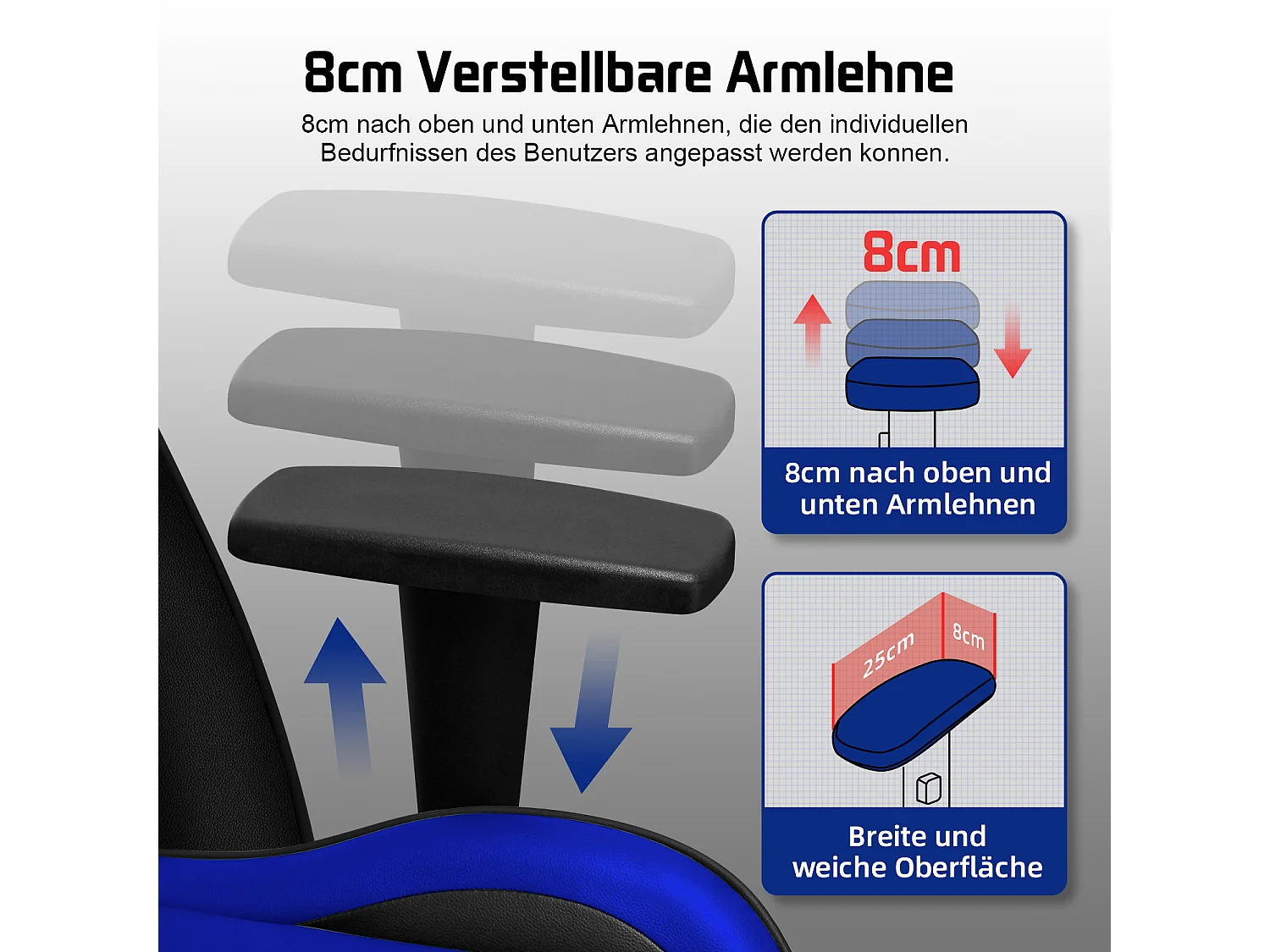 Chaise Gaming - Chaise de Jeu avec Dossier Réglable de 90° à 165°- Poids Max 150 kg