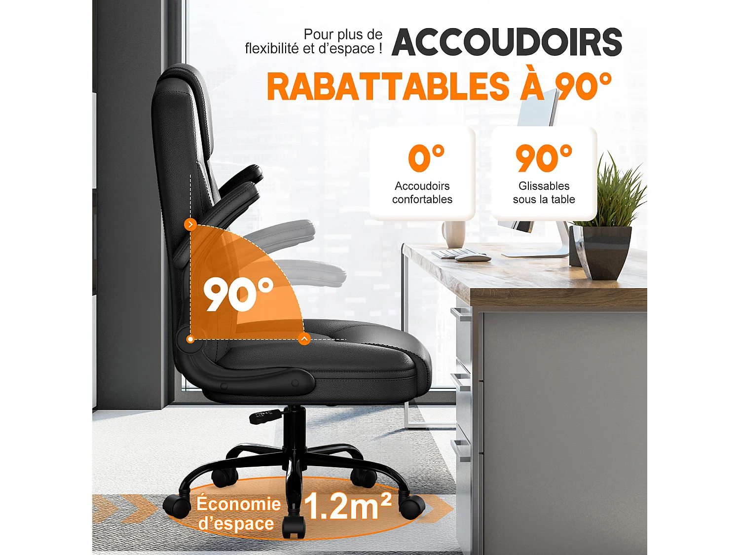 Hiazurm Chaise de Bureau Ergonomique - Chaise de Bureau avec Dossier Réglable de 90° à 120° - Chaises de Bureau pour Adultes - Chaise de Bureau et Gaming