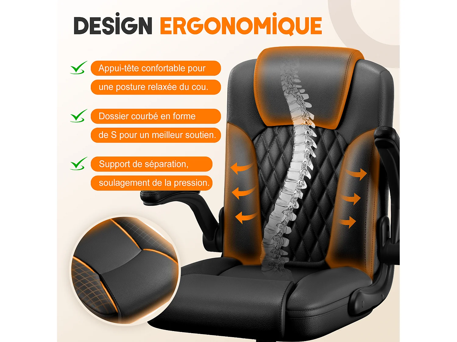 Hiazurm Chaise de Bureau Ergonomique - Chaise de Bureau avec Dossier Réglable de 90° à 120° - Chaises de Bureau pour Adultes - Chaise de Bureau et Gaming