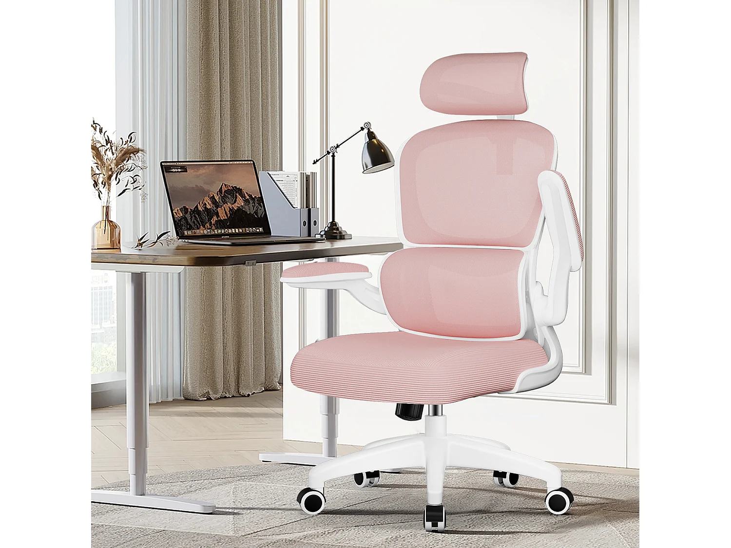 Hiazurm Chaise de Bureau Ergonomique - Chaise de Bureau avec Accoudoirs Pliables - Chaises de Bureau pour Adultes