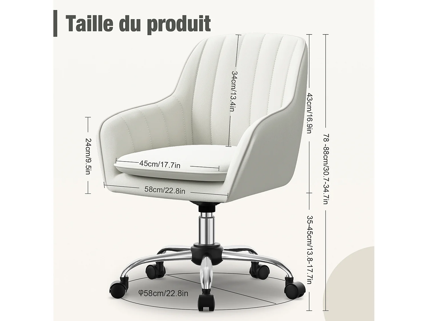 Hiazurm Chaise de Bureau Ergonomique - Chaise de Bureau avec Revêtement Doux en Bouclé, Accoudoirs Intégrés, Coussin Épais en Teddy