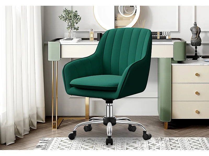 Hiazurm Chaise de Bureau Ergonomique - Chaise de Bureau avec Revêtement Doux en Bouclé, Accoudoirs Intégrés, Coussin Épais en Teddy