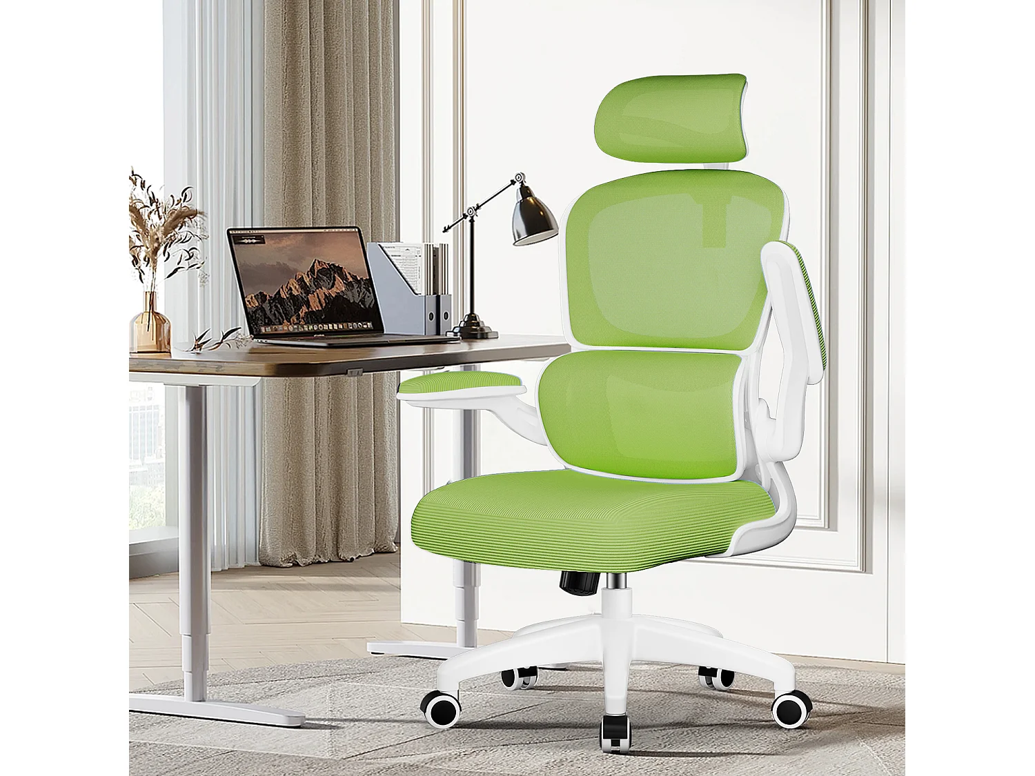 Hiazurm Chaise de Bureau Ergonomique - Chaise de Bureau avec Accoudoirs Pliables - Chaises de Bureau pour Adultes