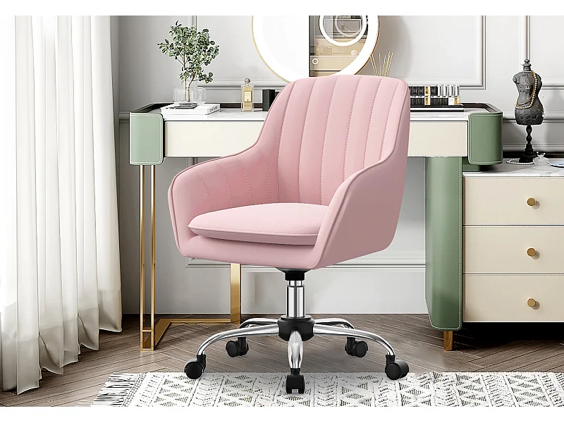 Hiazurm Chaise de Bureau Ergonomique - Chaise de Bureau avec Revêtement Doux en Bouclé, Accoudoirs Intégrés, Coussin Épais en Teddy