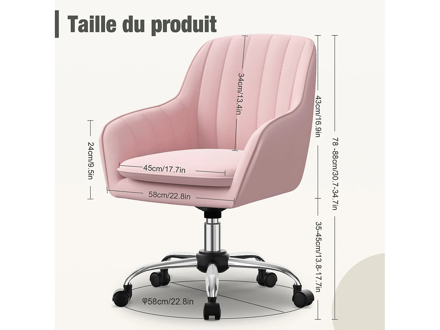 Hiazurm Chaise de Bureau Ergonomique - Chaise de Bureau avec Revêtement Doux en Bouclé, Accoudoirs Intégrés, Coussin Épais en Teddy