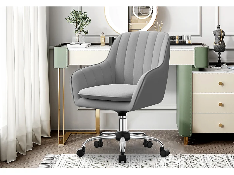Hiazurm Chaise de Bureau Ergonomique - Chaise de Bureau avec Revêtement Doux en Bouclé, Accoudoirs Intégrés, Coussin Épais en Teddy