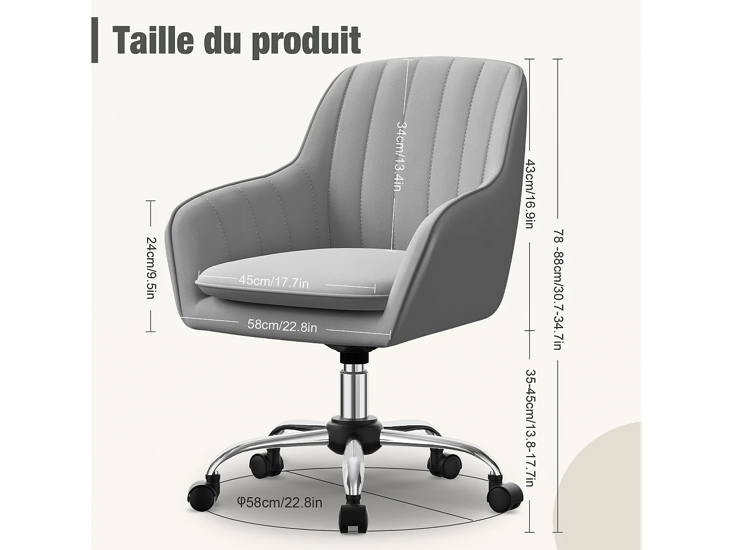 Hiazurm Chaise de Bureau Ergonomique - Chaise de Bureau avec Revêtement Doux en Bouclé, Accoudoirs Intégrés, Coussin Épais en Teddy