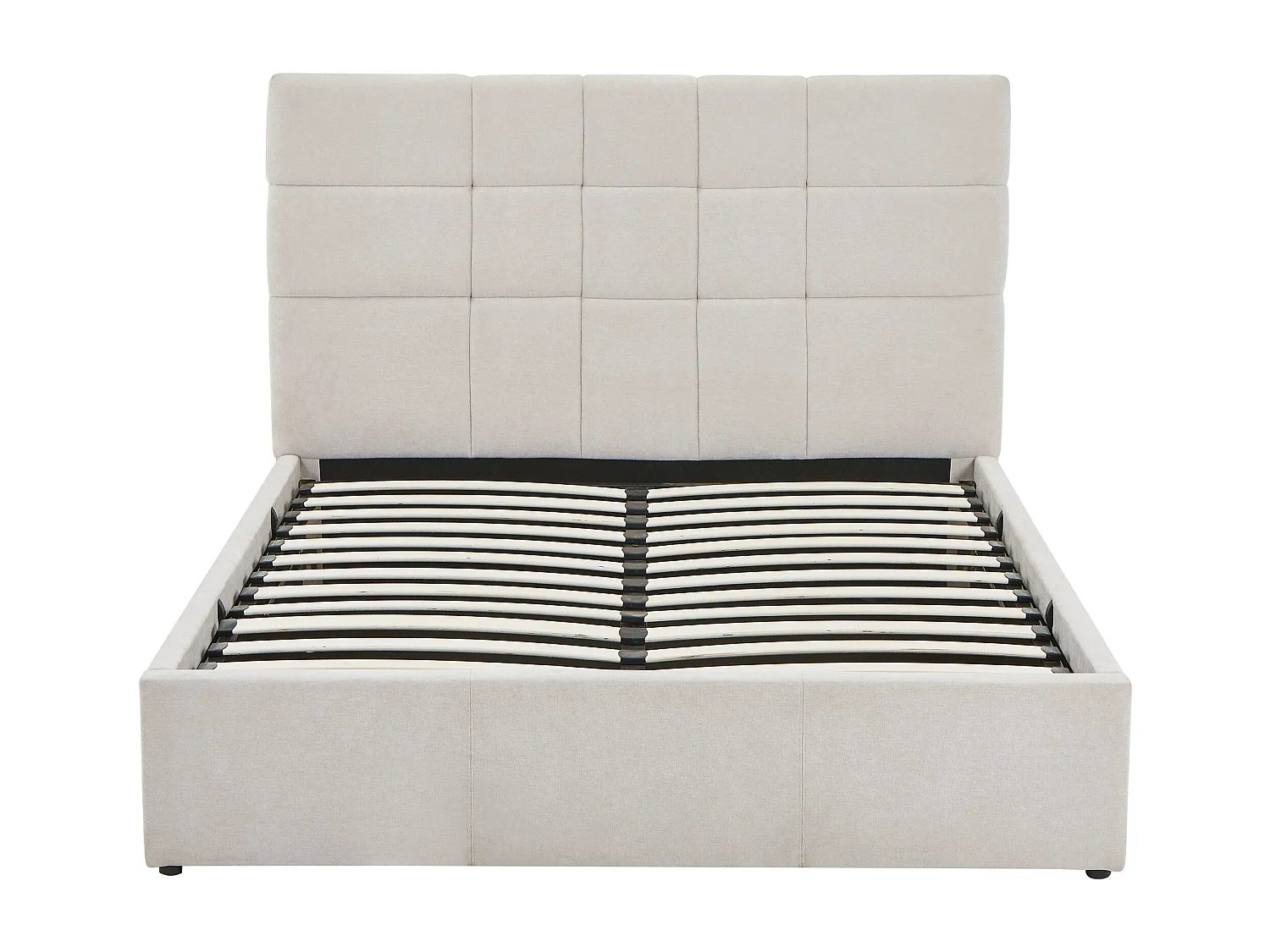 Lit coffre 140 x 190 cm - Tissu - Beige + Matelas - HOPEYA de Pascal Morabito