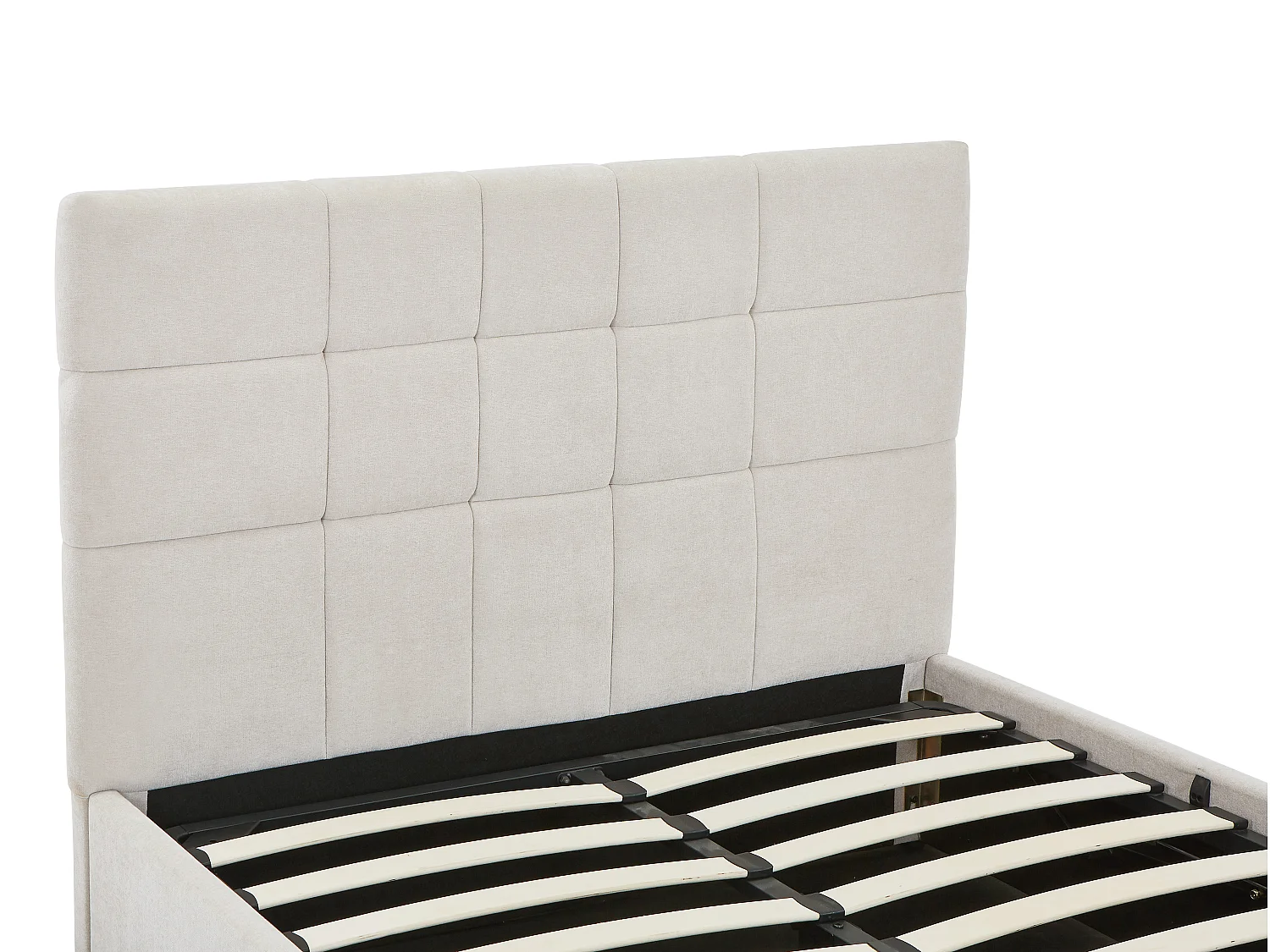 Lit coffre 140 x 190 cm - Tissu - Beige + Matelas - HOPEYA de Pascal Morabito