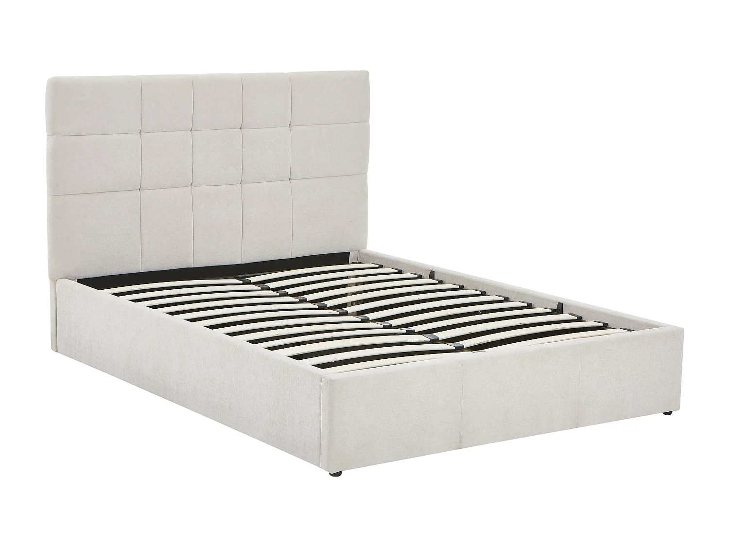Lit coffre 140 x 190 cm - Tissu - Beige + Matelas - HOPEYA de Pascal Morabito