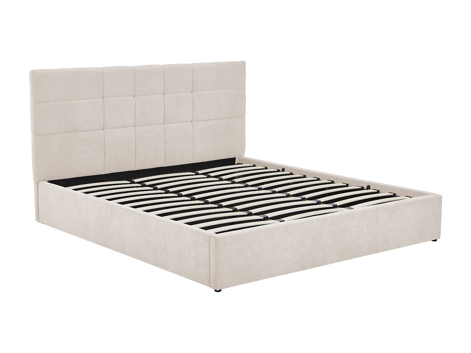 Lit coffre 180 x 200 cm - Tissu - Beige + Matelas - HOPEYA de Pascal Morabito
