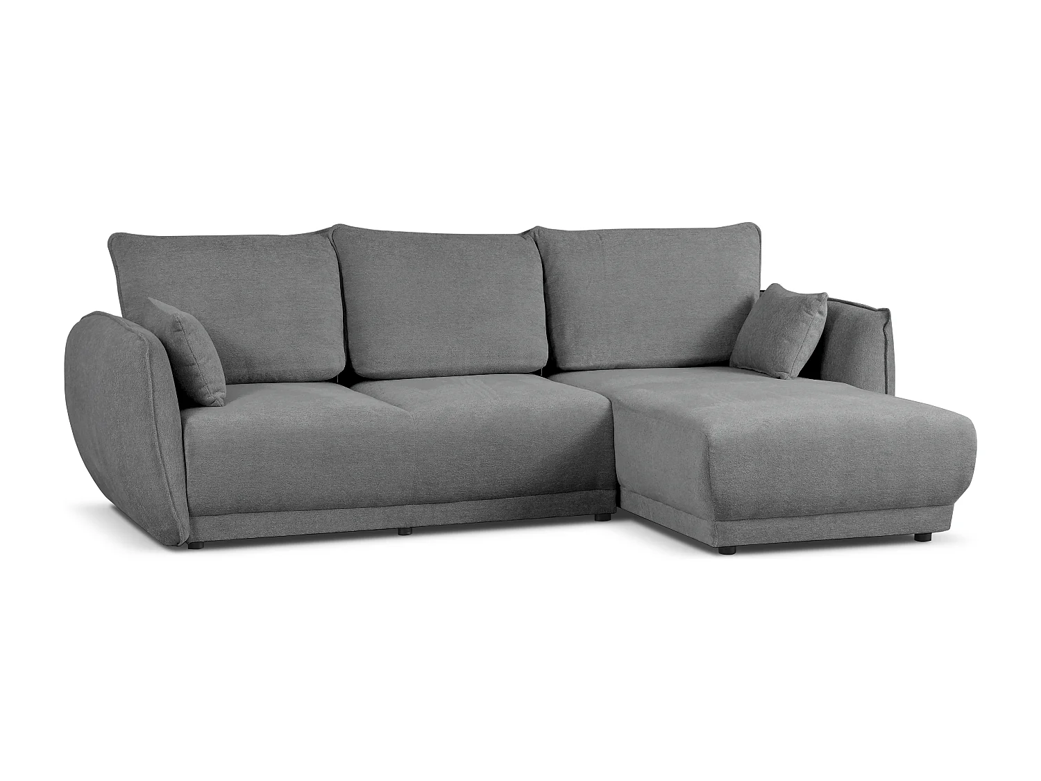 Canapé d’angle droit Loren convertible 250x150x90 cm – Tissu Raven 7 gris