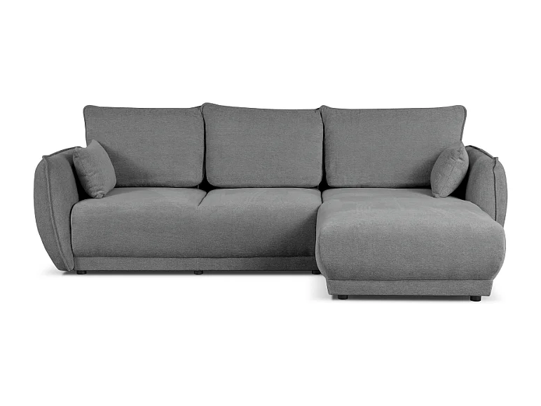 Canapé d’angle droit Loren convertible 250x150x90 cm – Tissu Raven 7 gris
