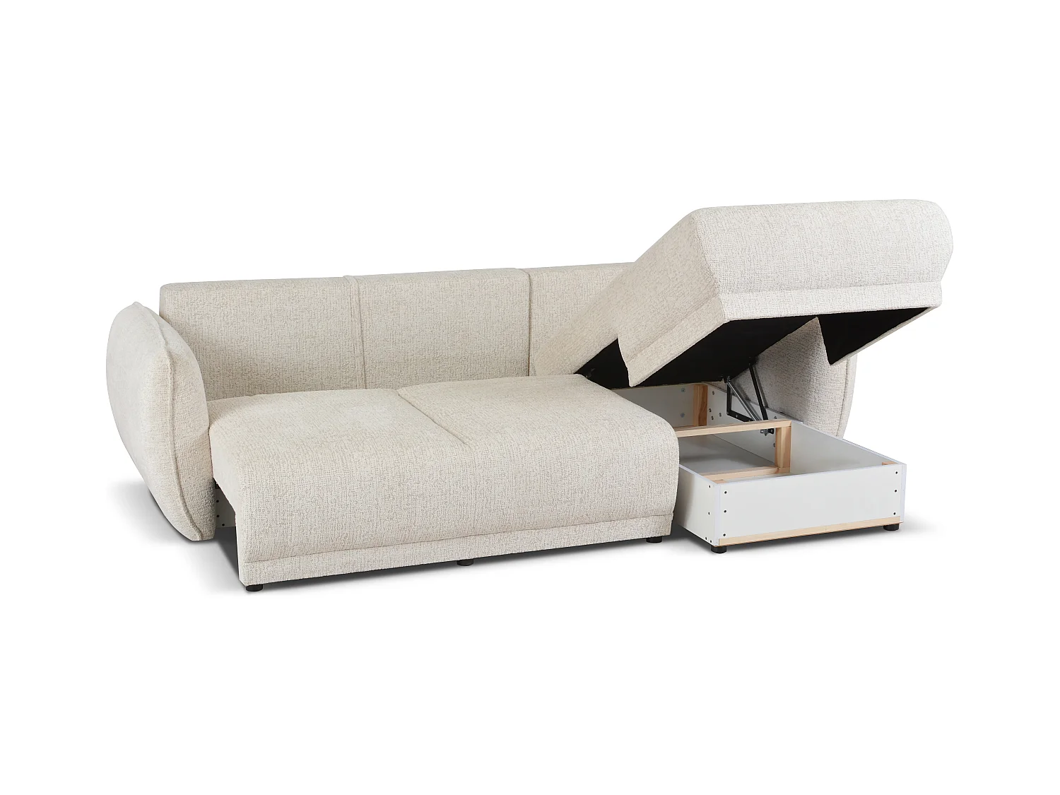 Narożnik prawy Loren z funkcją spania 250x150x90 cm – tkanina Bello 5 kremowa