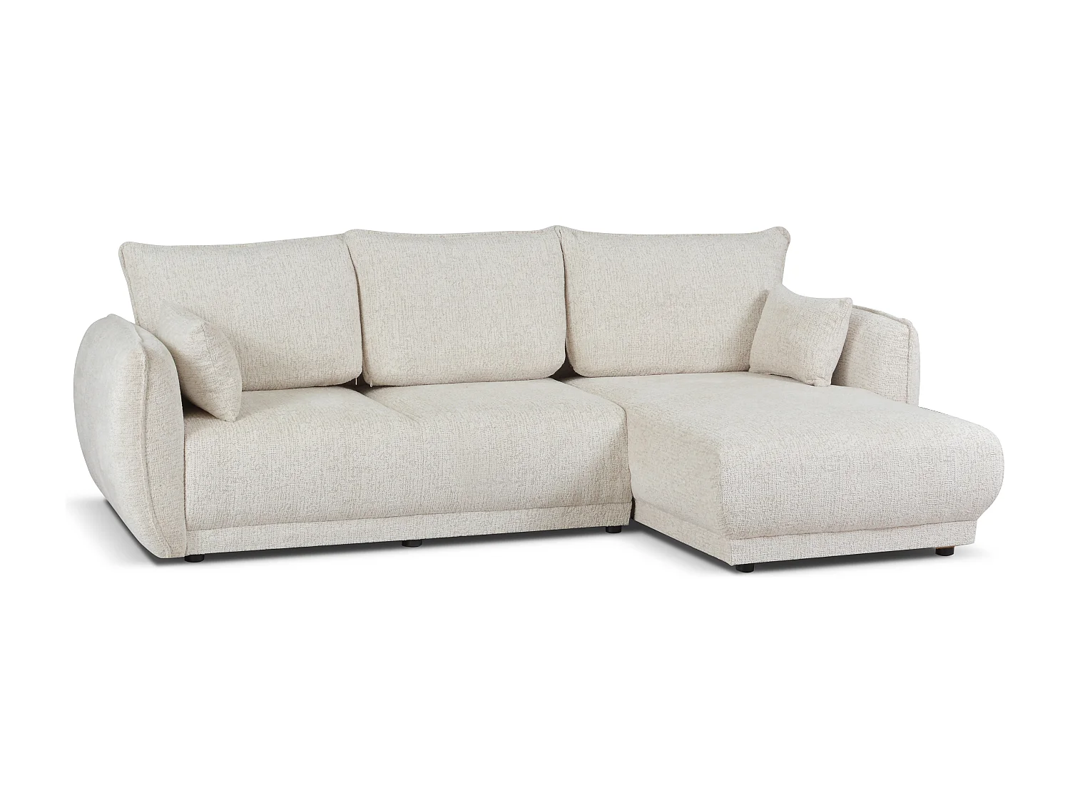 Canapé d’angle droit Loren convertible 250x150x90 cm – Tissu Bello 5 crème