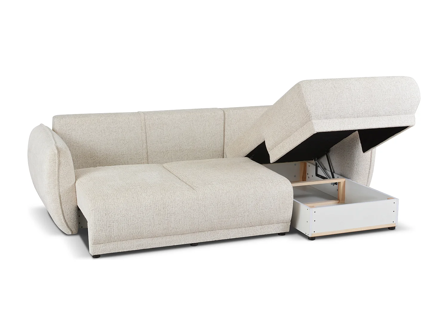 Narożnik prawy Loren z funkcją spania 255x165x91 cm – tkanina Bello 5 kremowa