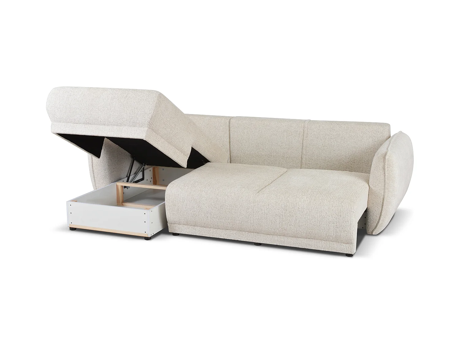 Narożnik lewy Loren z funkcją spania 250x150x90 cm – tkanina Bello 5 kremowa