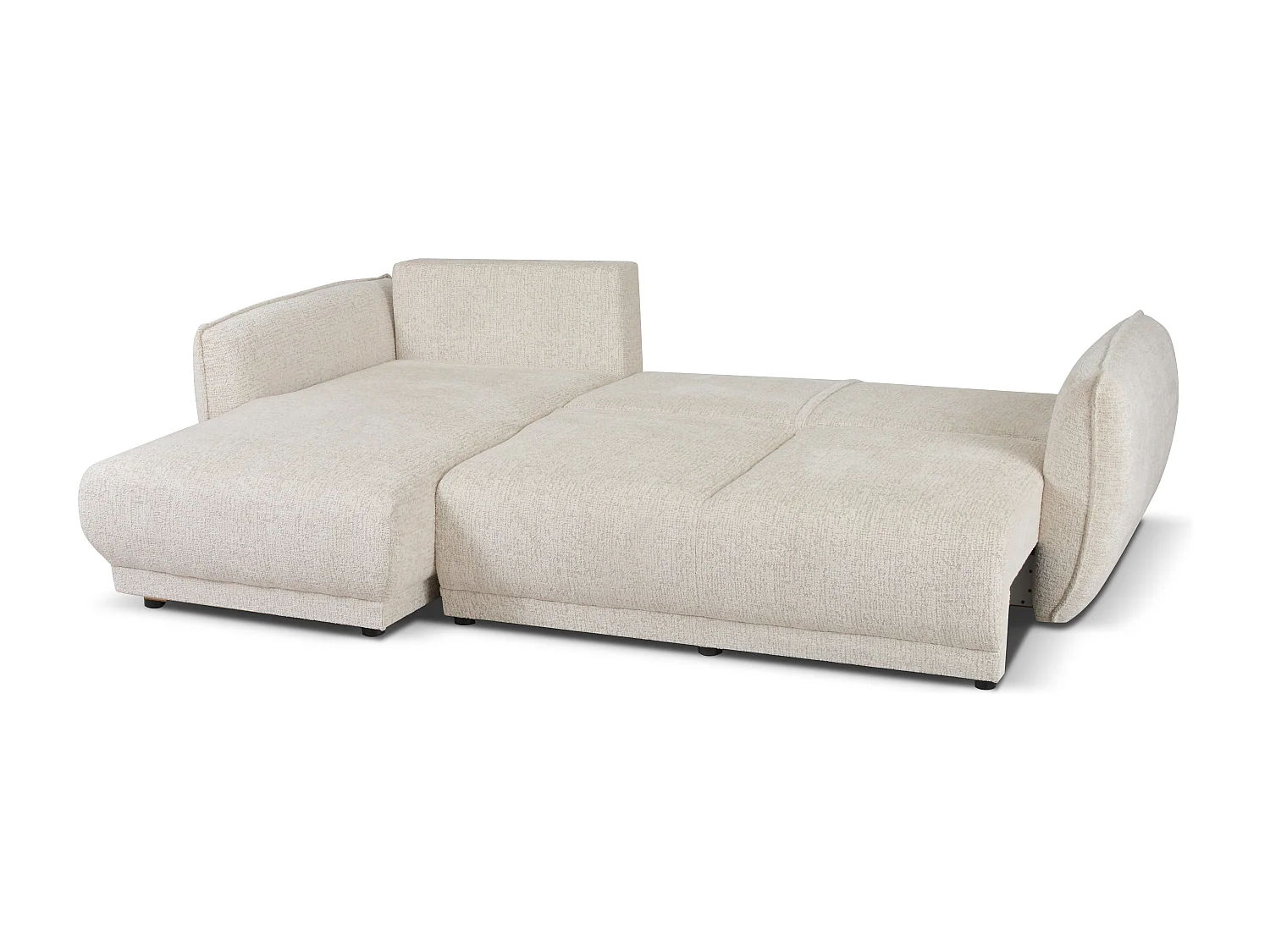 Canapé d’angle gauche Loren convertible 250x150x90 cm – Tissu Bello 5 crème