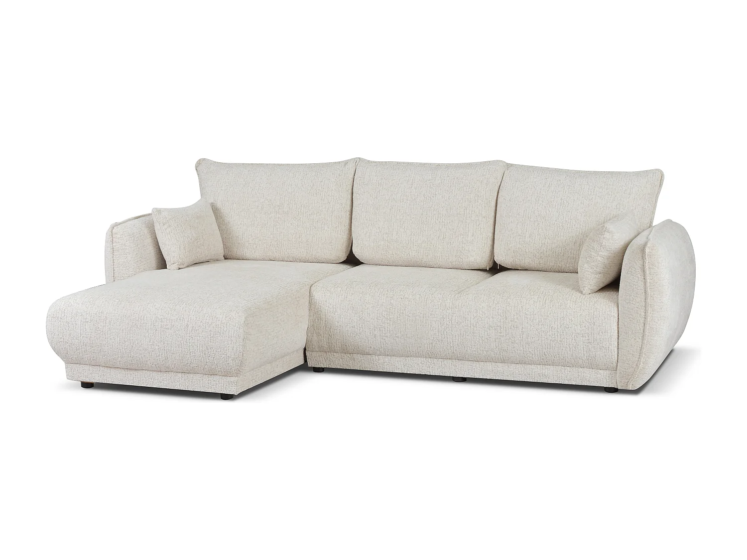 Canapé d’angle gauche Loren convertible 250x150x90 cm – Tissu Bello 5 crème