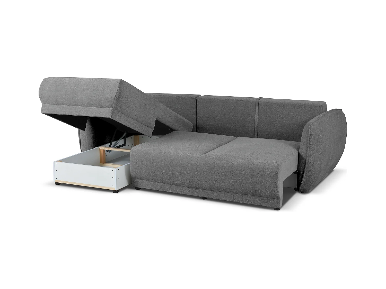 Narożnik lewy Loren z funkcją spania 250x150x90 cm – tkanina Raven 7 szara