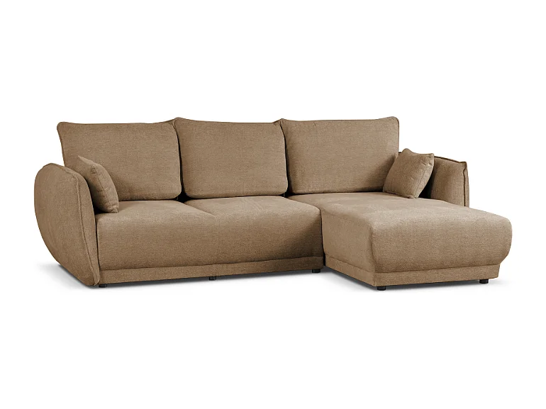 Canapé d’angle droit Loren convertible 250x150x90 cm – Tissu Raven 30 beige