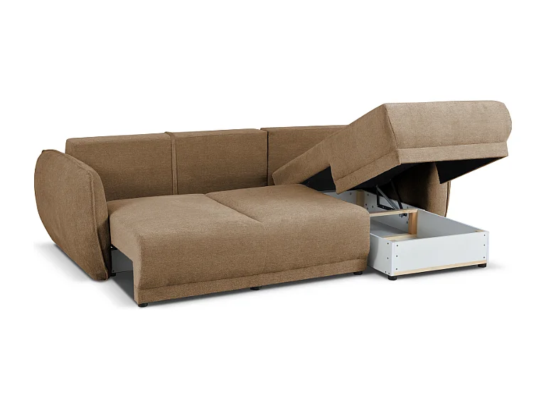 Ecksofa rechts Loren mit Schlaffunktion 250x150x90 cm – Stoff Raven 30 beige