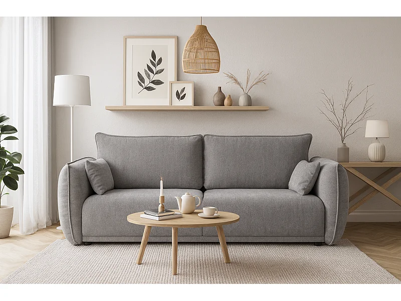 Moderne slaapbank Loren met slaapfunctie 238x100x90 cm – stof Raven 7 grijs