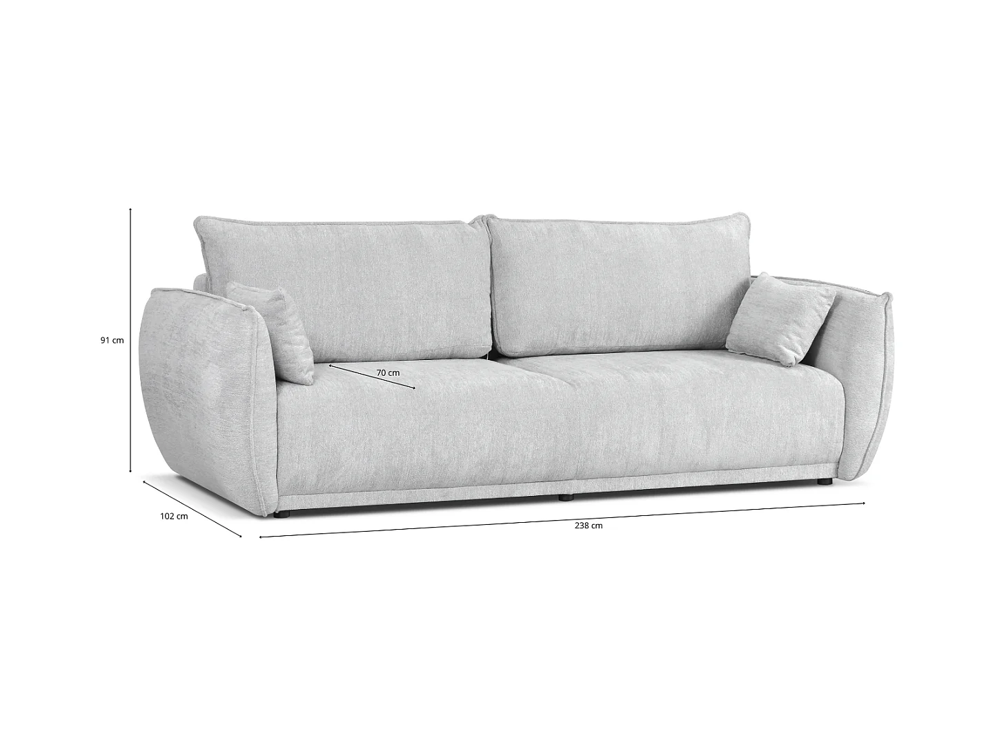 Nowoczesna sofa Loren z funkcją spania 238x100x90 cm – Bello 5