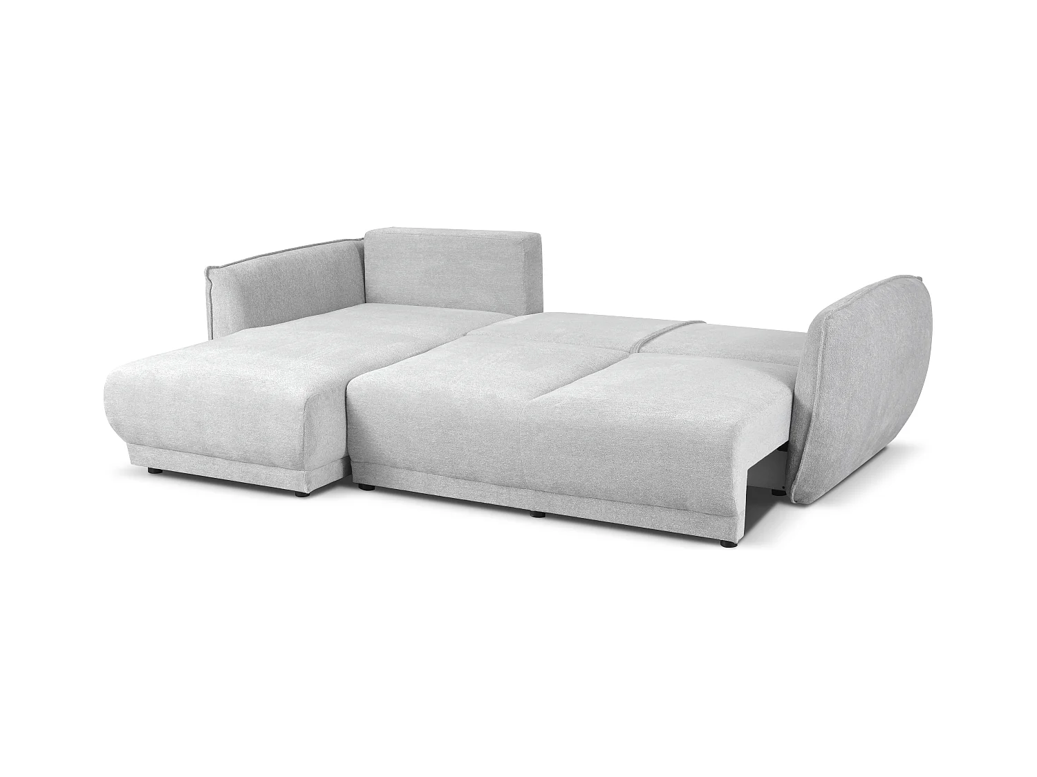 Narożnik lewy Loren z funkcją spania 250x150x90 cm – tkanina Raven 6 jasno szara