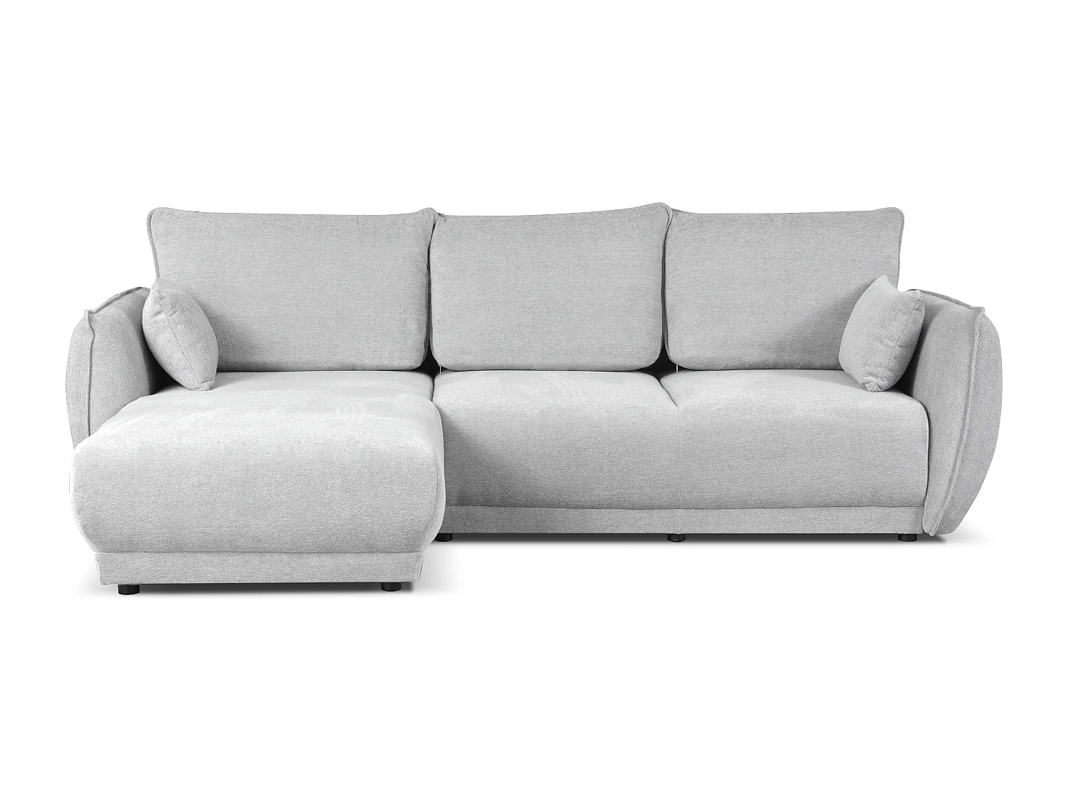 Canapé d’angle gauche Loren convertible 250x150x90 cm – Tissu Raven 6 gris clair