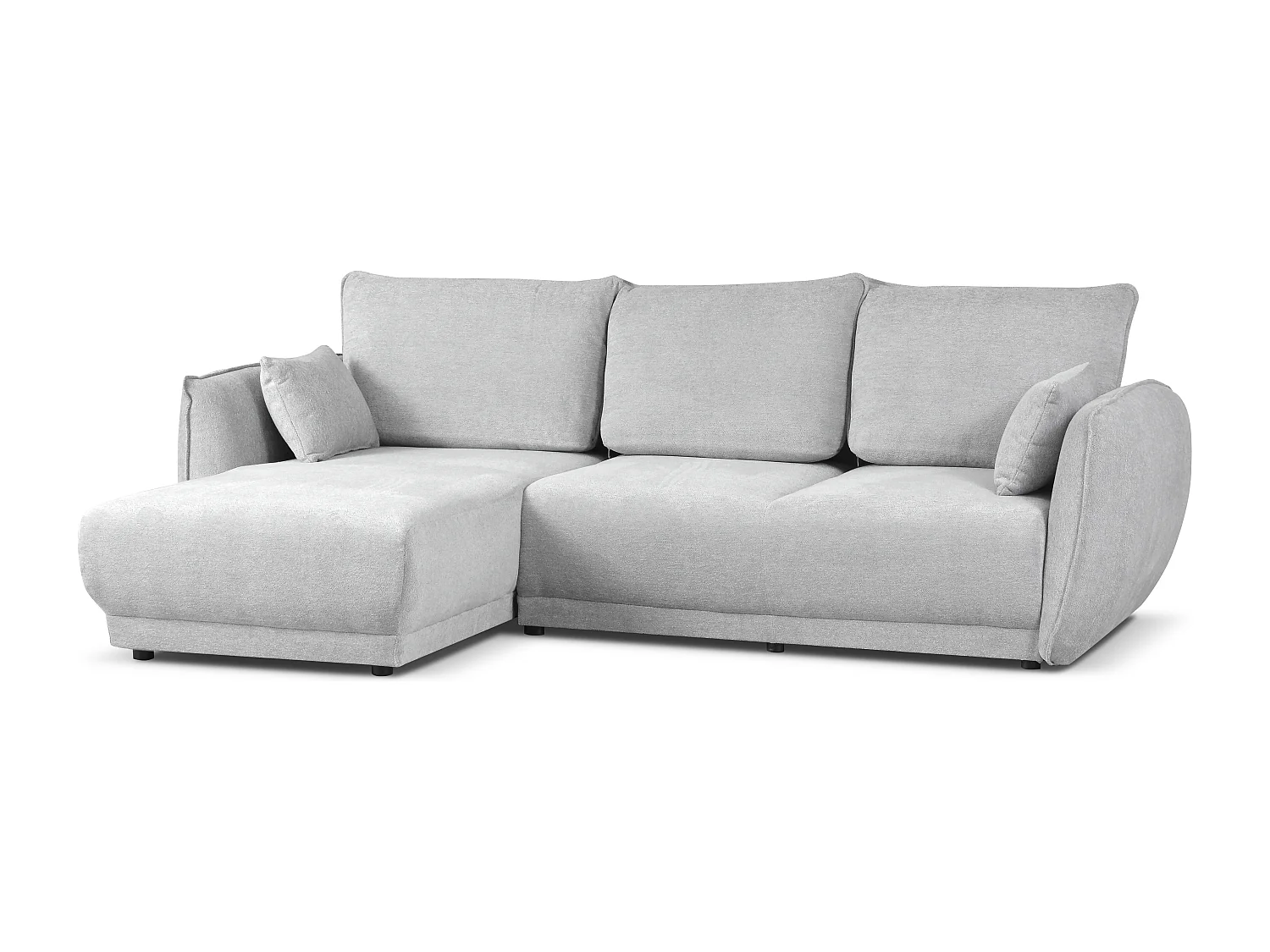 Canapé d’angle gauche Loren convertible 250x150x90 cm – Tissu Raven 6 gris clair