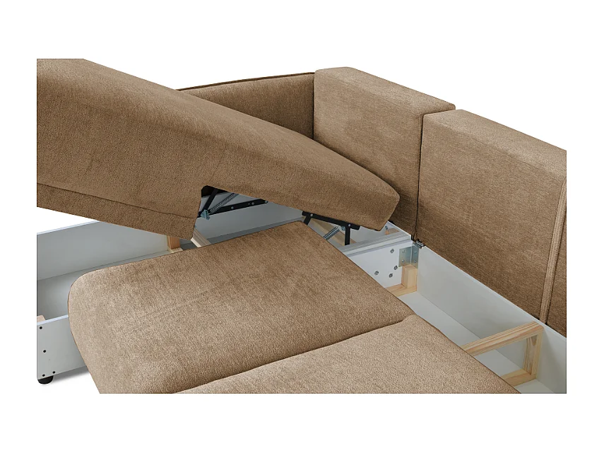 Canapé d’angle gauche  Loren convertible 250x150x90 cm – Tissu Raven 30 beige