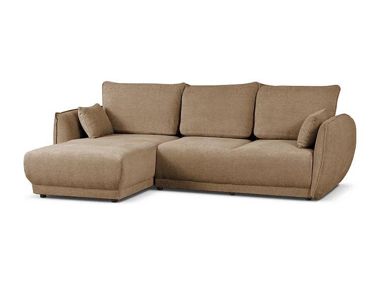 Canapé d’angle gauche  Loren convertible 250x150x90 cm – Tissu Raven 30 beige