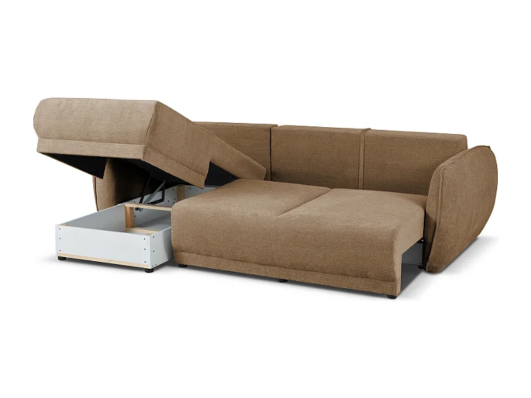 Ecksofa links  Loren mit Schlaffunktion 250x150x90 cm – Stoff Raven 30 beige