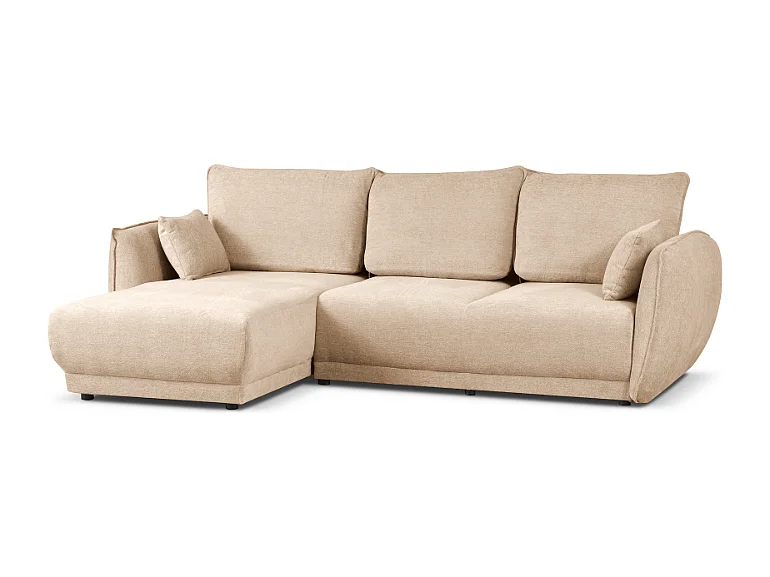 Canapé d’angle gauche  Loren convertible 250x150x90 cm – Tissu Raven 24 créme