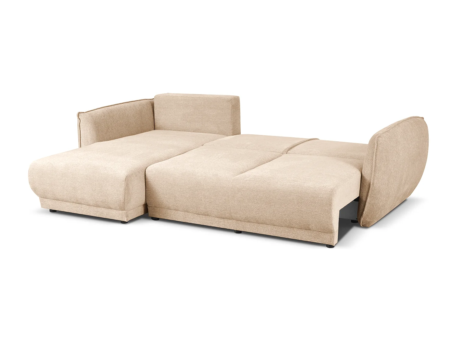 Canapé d’angle gauche  Loren convertible 250x150x90 cm – Tissu Raven 24 créme