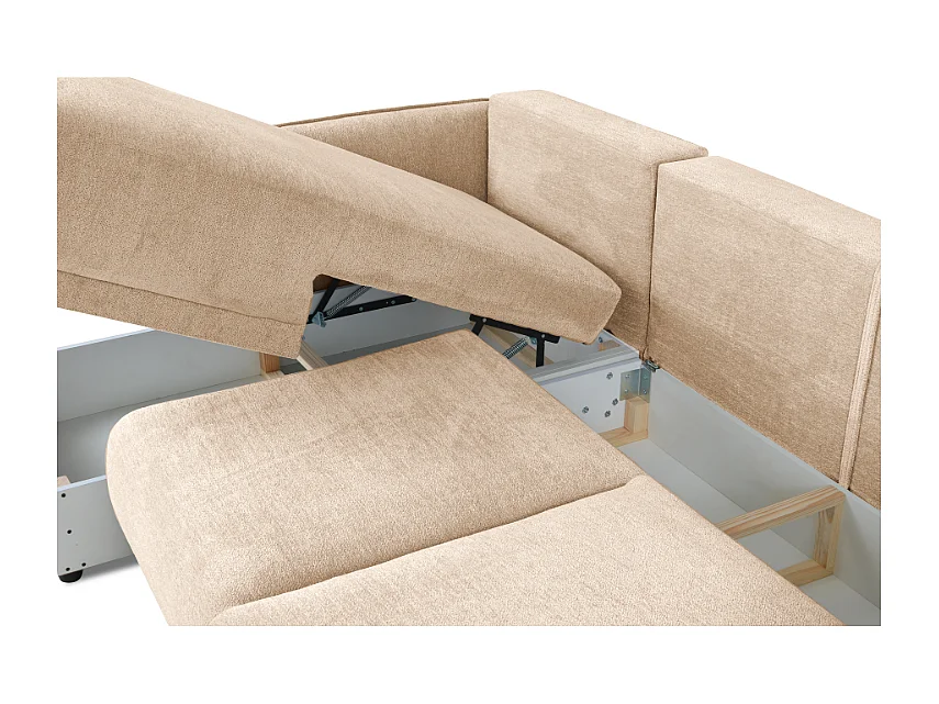 Canapé d’angle gauche  Loren convertible 250x150x90 cm – Tissu Raven 24 créme