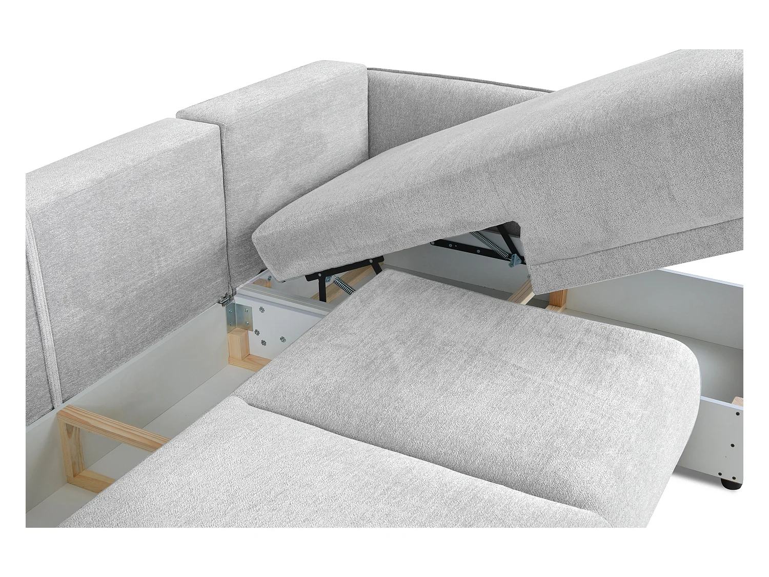Narożnik prawy Loren z funkcją spania 250x150x90 cm – tkanina Raven 6 jasno szara
