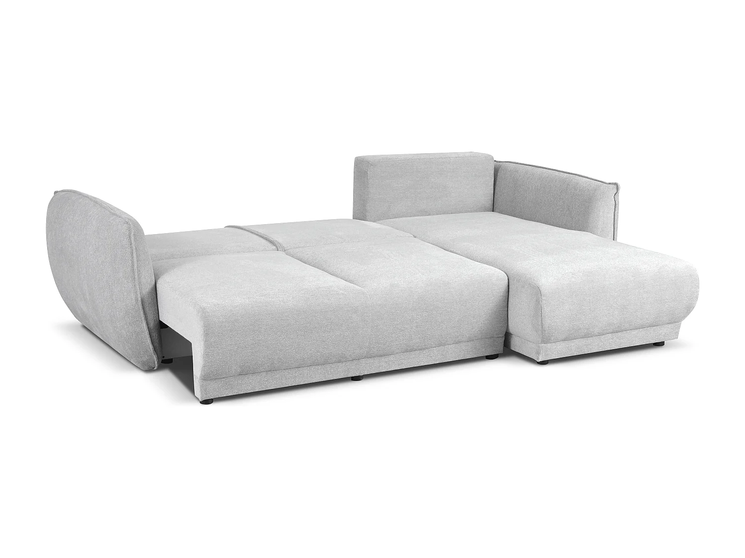 Canapé d’angle droit Loren convertible 250x150x90 cm – Tissu Raven 6 gris clair