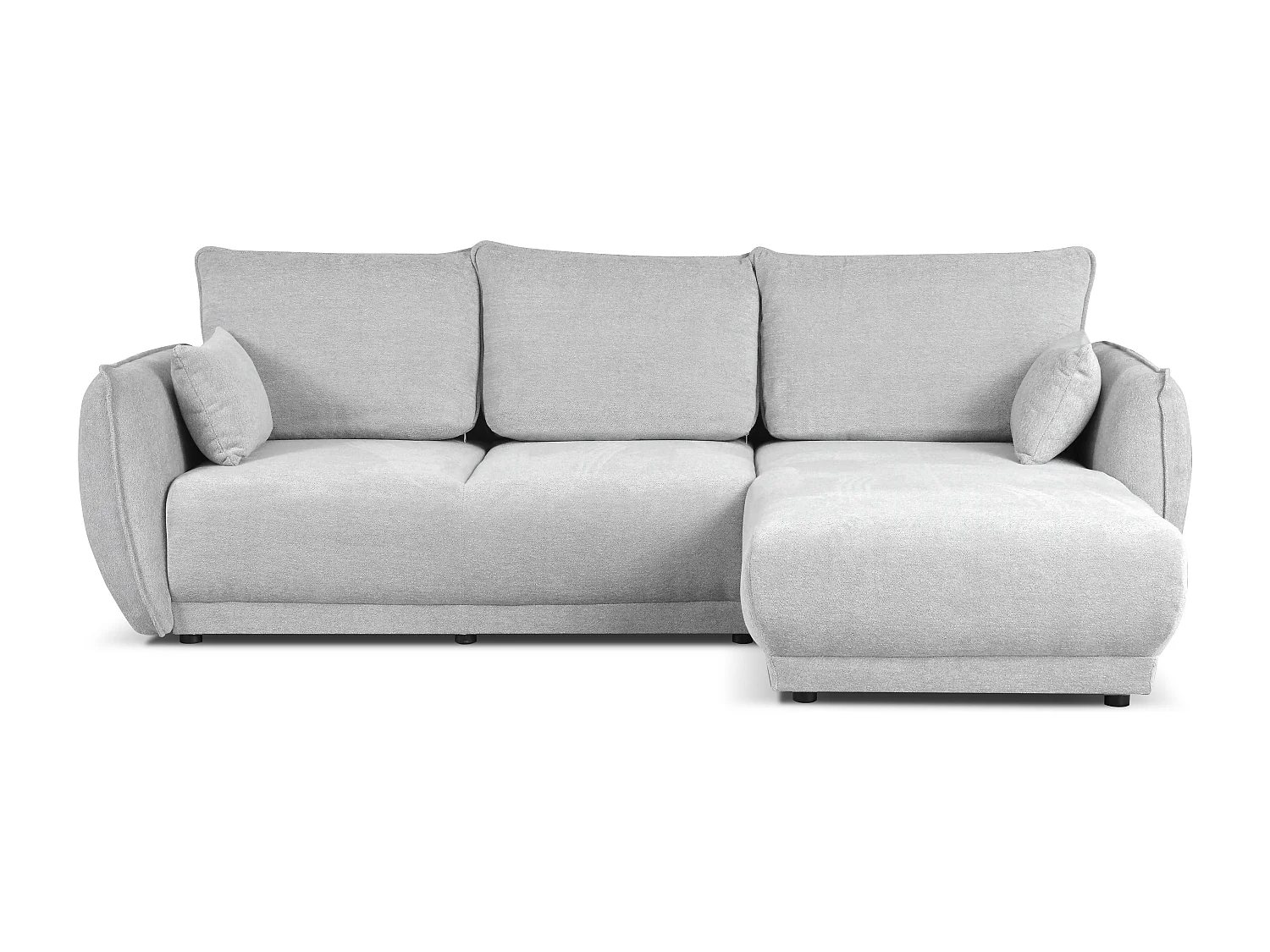 Canapé d’angle droit Loren convertible 250x150x90 cm – Tissu Raven 6 gris clair