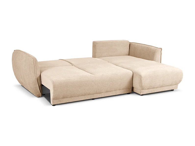 Canapé d’angle droit Loren convertible 250x150x90 cm – Tissu Raven 24 créme