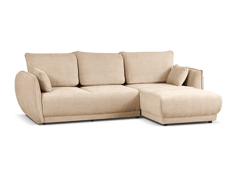 Canapé d’angle droit Loren convertible 250x150x90 cm – Tissu Raven 24 créme