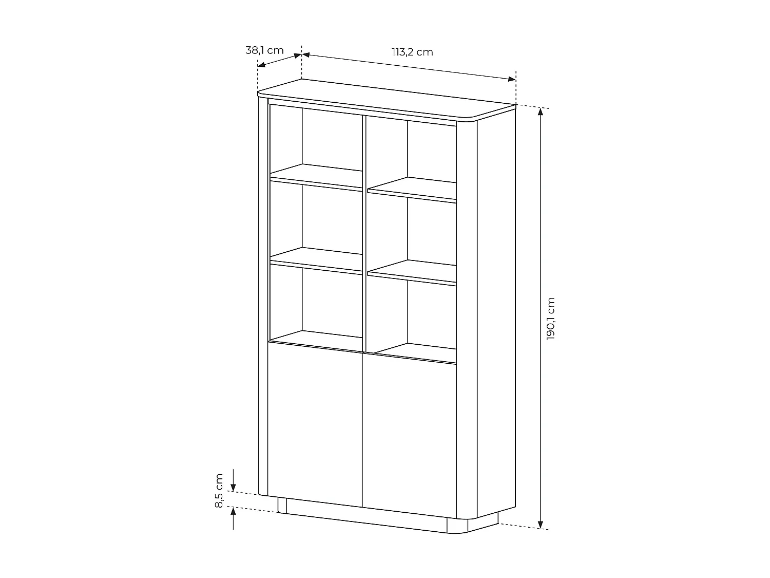 Libreria, rovere cremonese, 113,2 x 190,1 x 38,1 cm