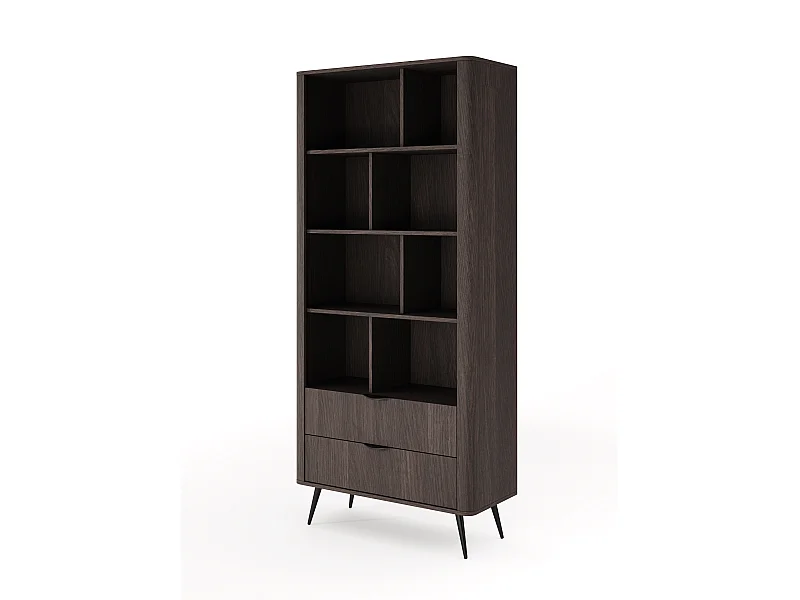 Librería, roble Dunin combinado con negro, 88,2 x 193,8 x 38 cm