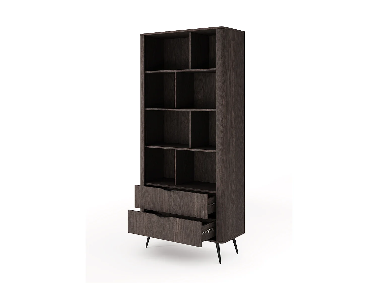 Librería, roble Dunin combinado con negro, 88,2 x 193,8 x 38 cm