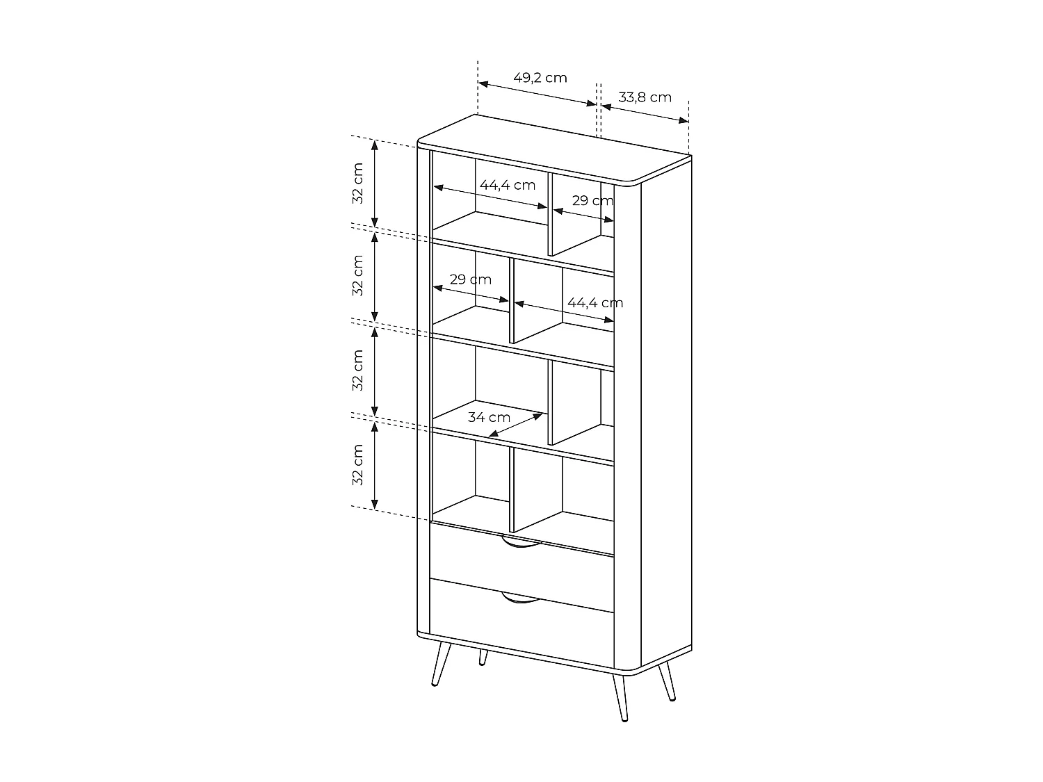 Librería, roble Dunin combinado con negro, 88,2 x 193,8 x 38 cm
